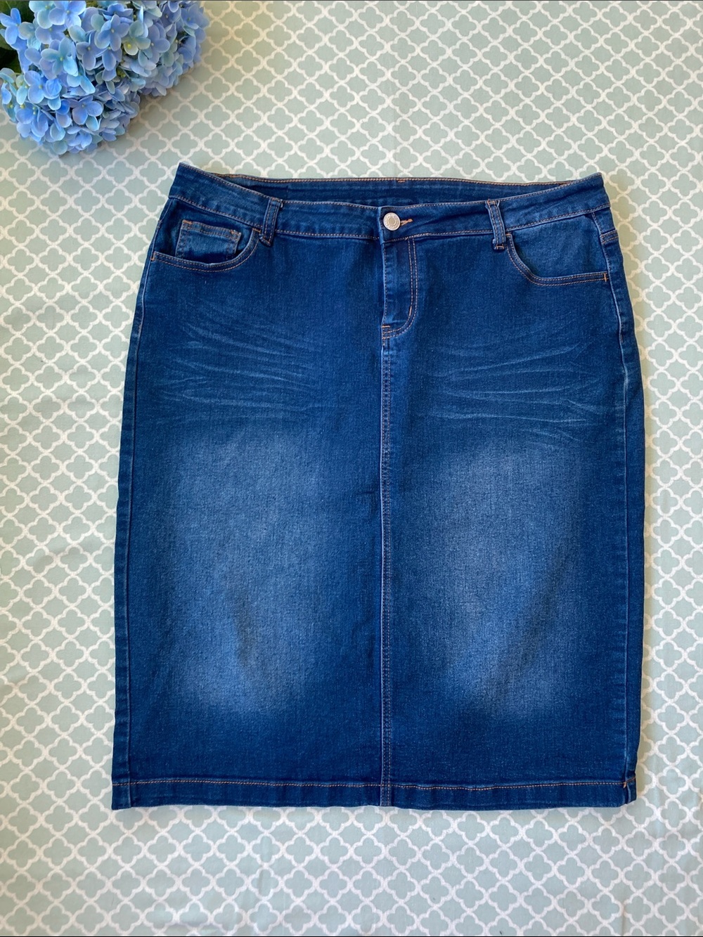 Be Girl Denim Pencil Skirt 2X